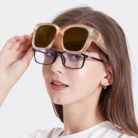 🆕 Women Brown Trendy Polarized Sunglasses Oversized Fit Over Driving Protection - Picture 2 of 5